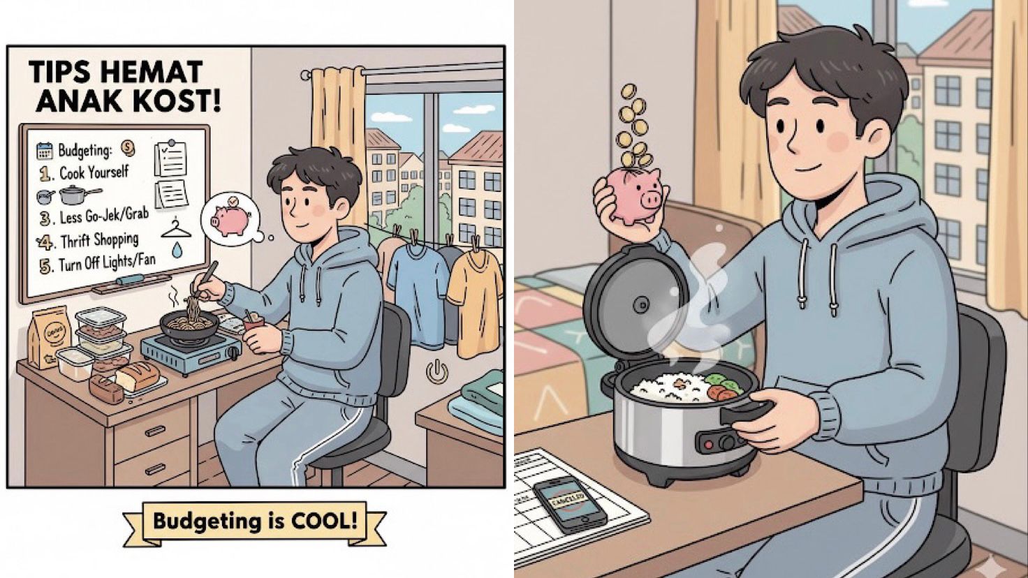 Ilustrasi Empat Tips Hemat Ala Anak Kost, Uang Aman Sampai Akhir Bulan!