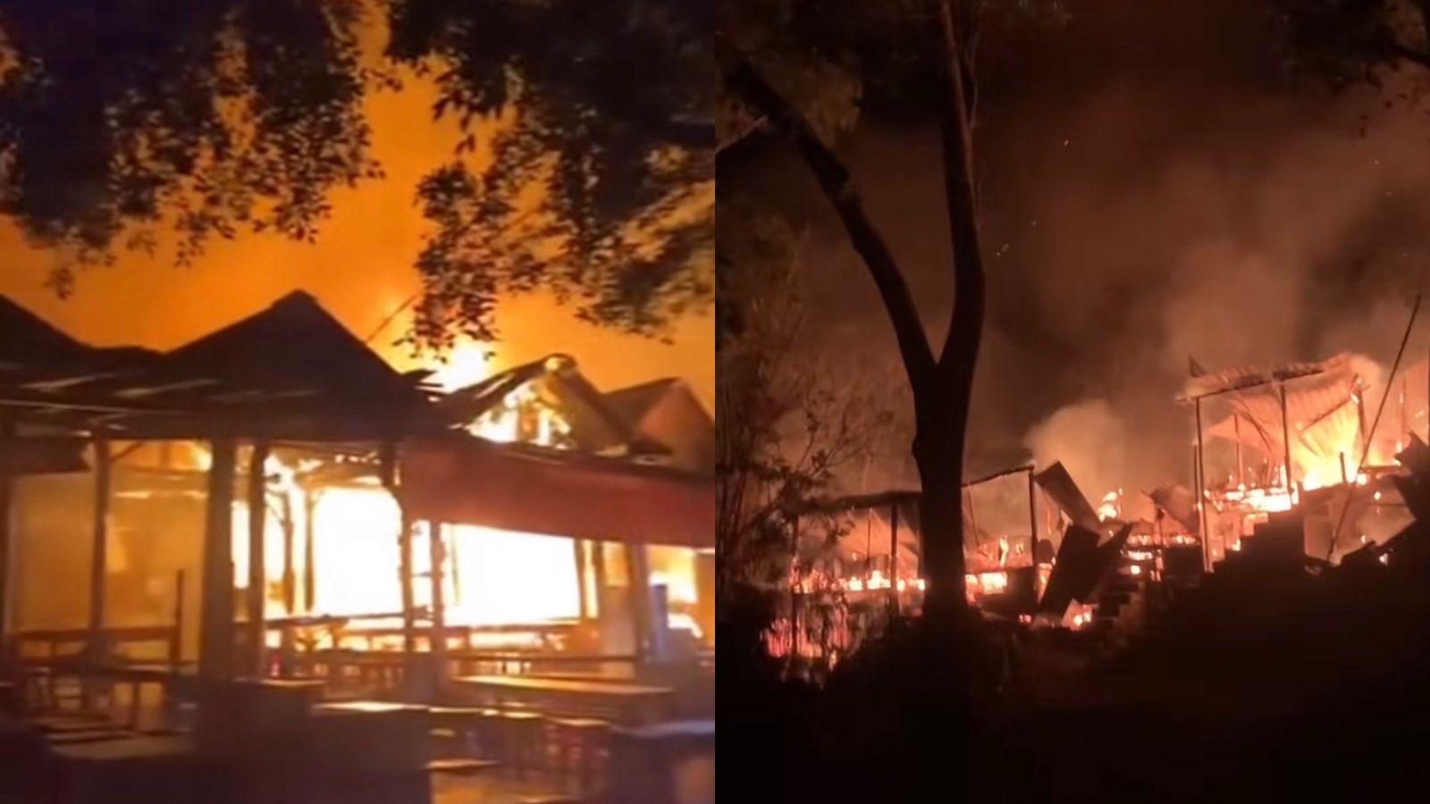 Puluhan kios di Kebun Buah Mangunan ludes terbakar.
