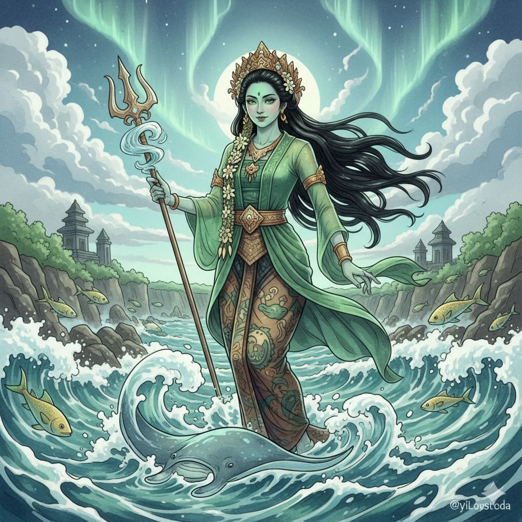 Ilustrasi Misteri Ratu Laut Selatan, Kisah Lengkap Legenda Mistis Nyi Roro Kidul.