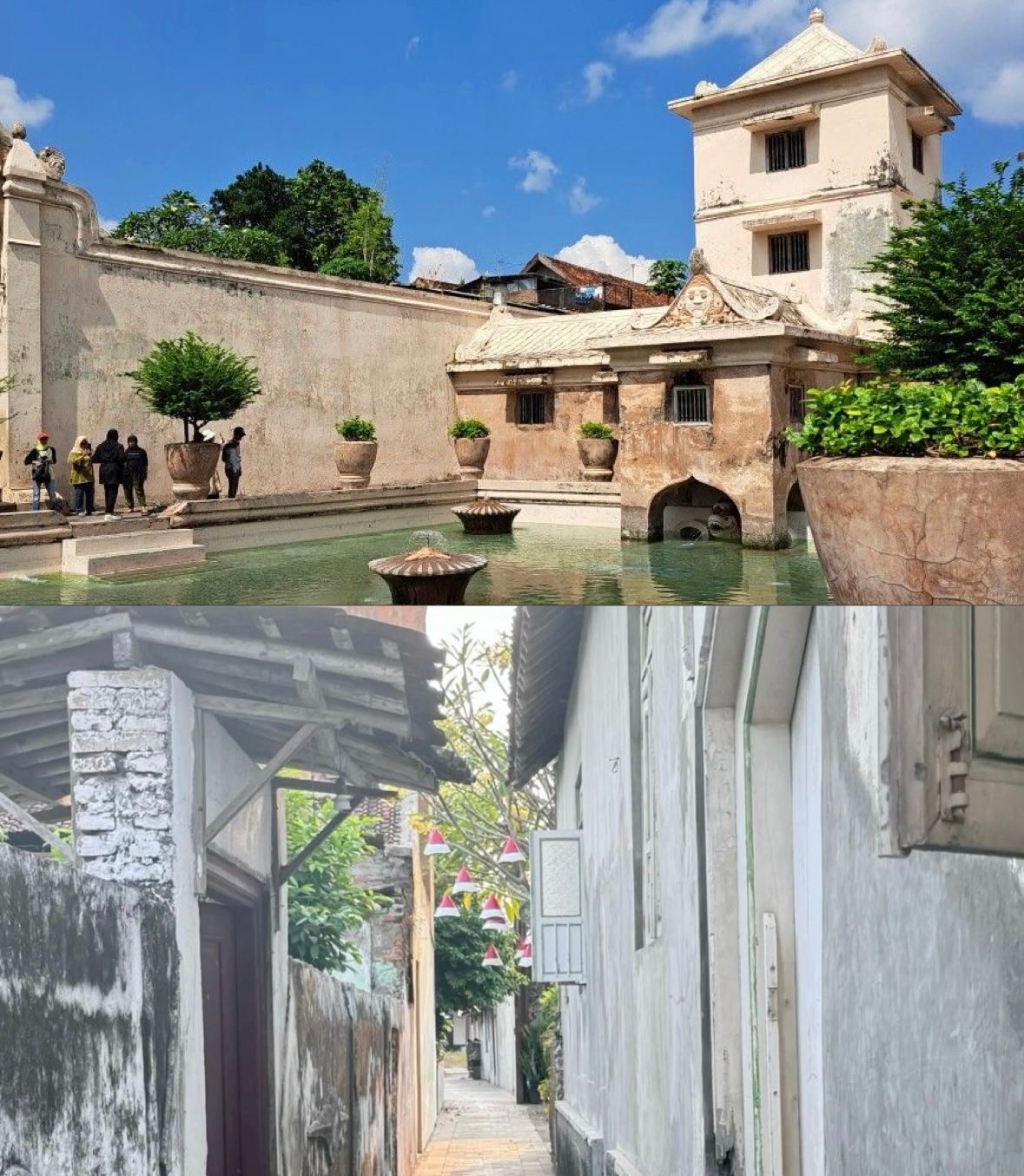 Ilustrasi Taman Sari dan Lorong jalan di Kota Gede Yogyakarta