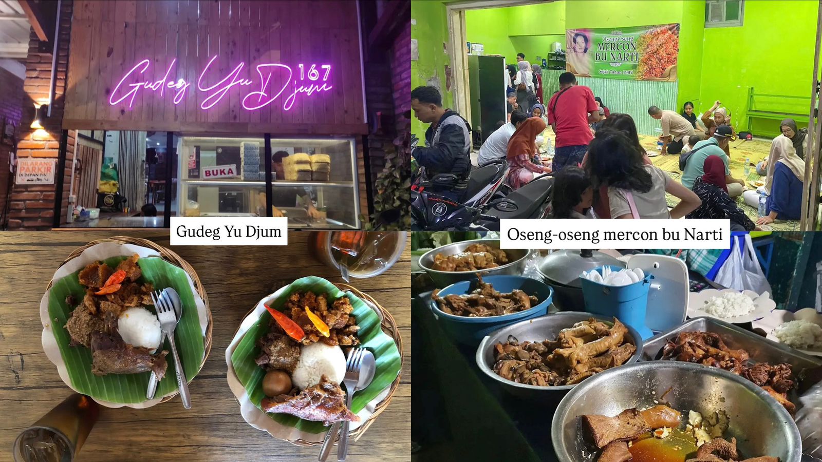 Ilustrasi beberapa kuliner malam di sekitar Tugu Jogja (foto: google maps)