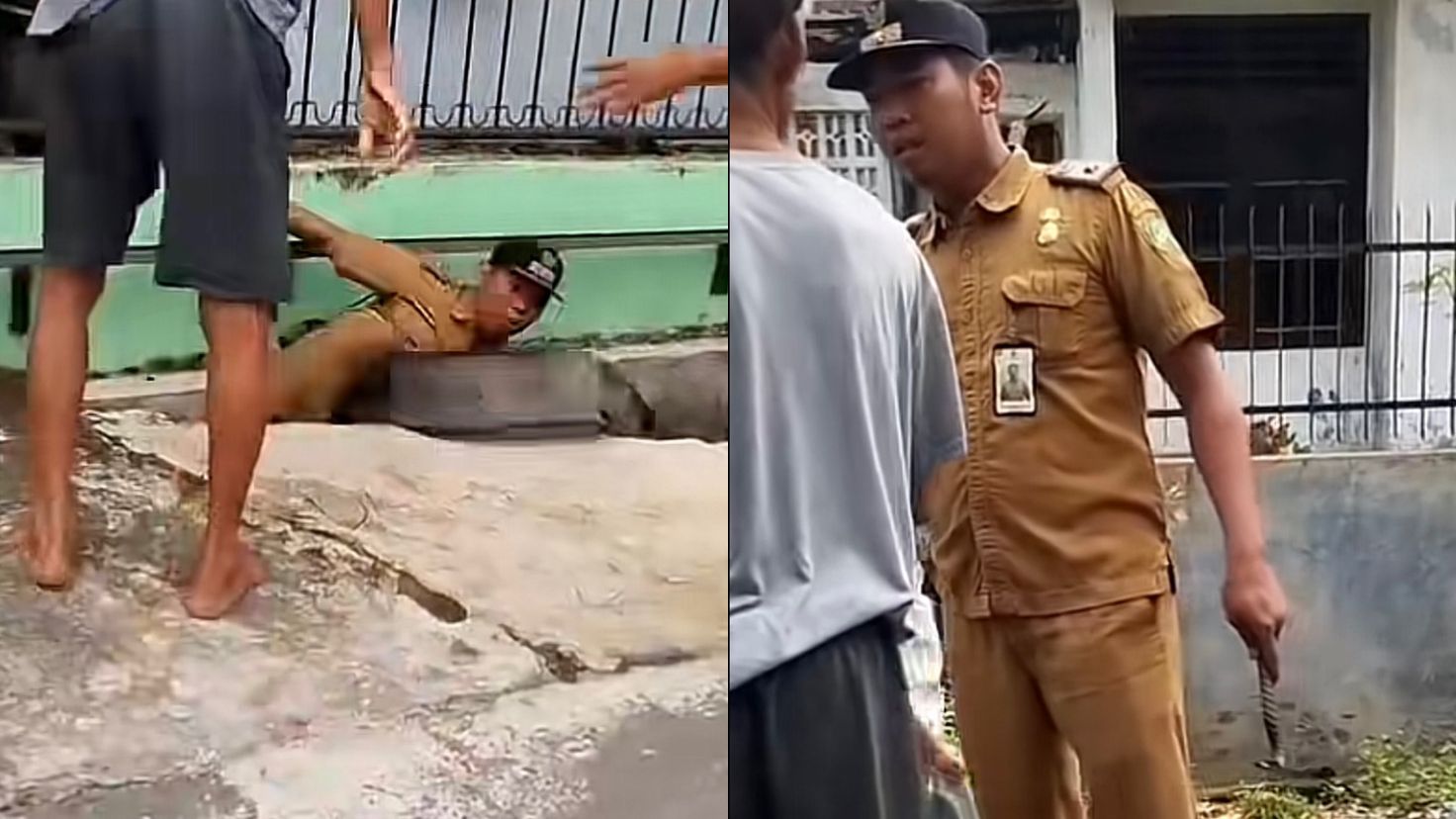 Ilustrasi Lurah di Medan Timur Diduga Didorong Warga hingga Jatuh ke Parit. (TikTok @lensa_daily)