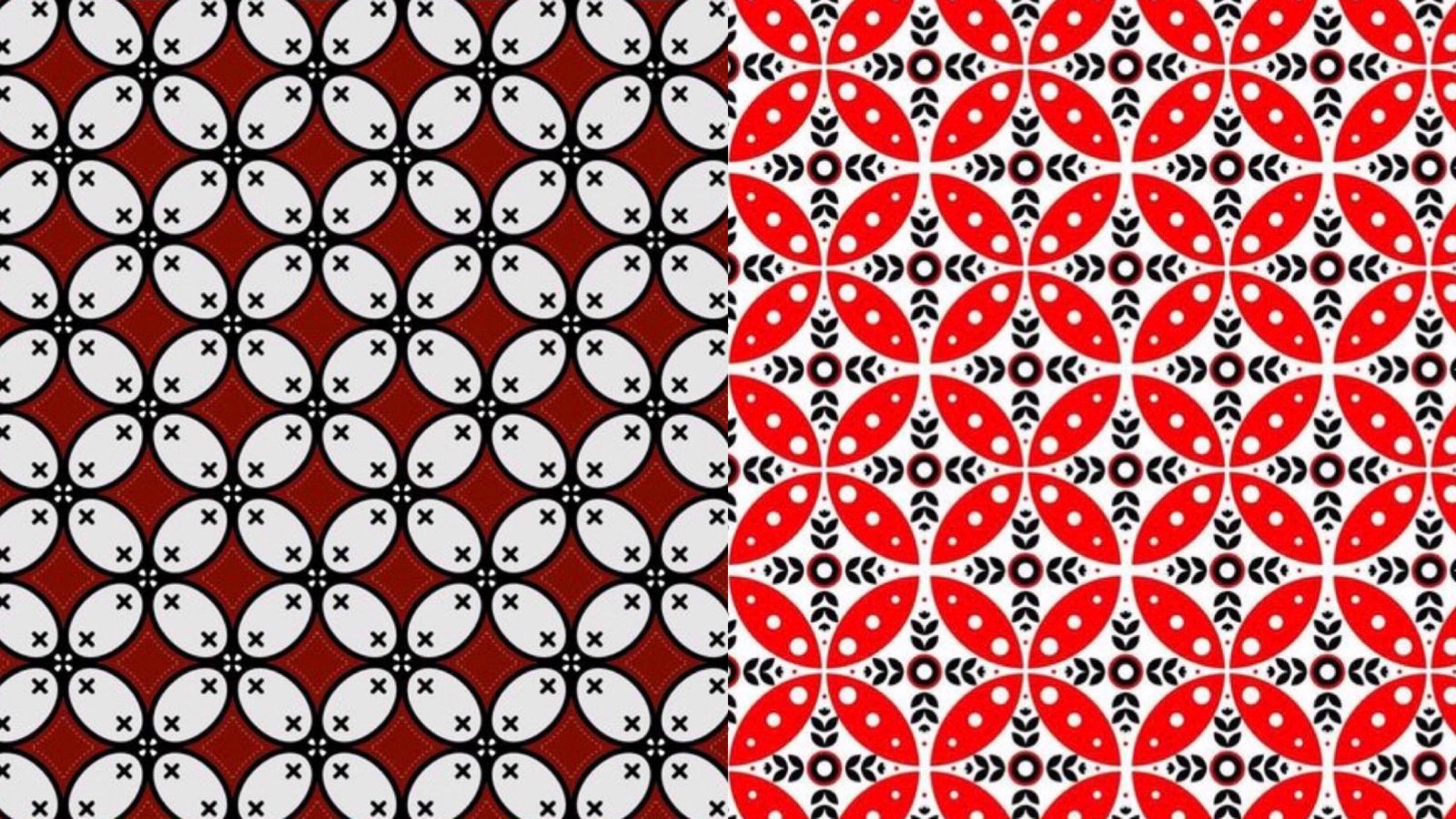 Perbedaan motif kawung klasik dengan batik kawung modern (Pinterest)