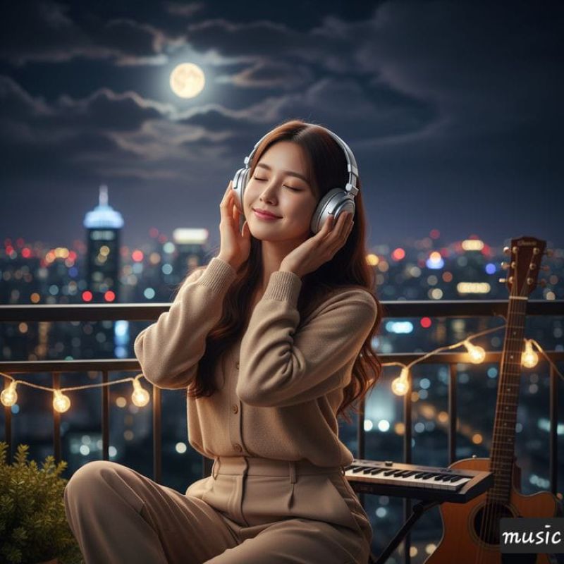 Ilustrasi Orang Mendengarkan Musik (Sumber: Pinterest)