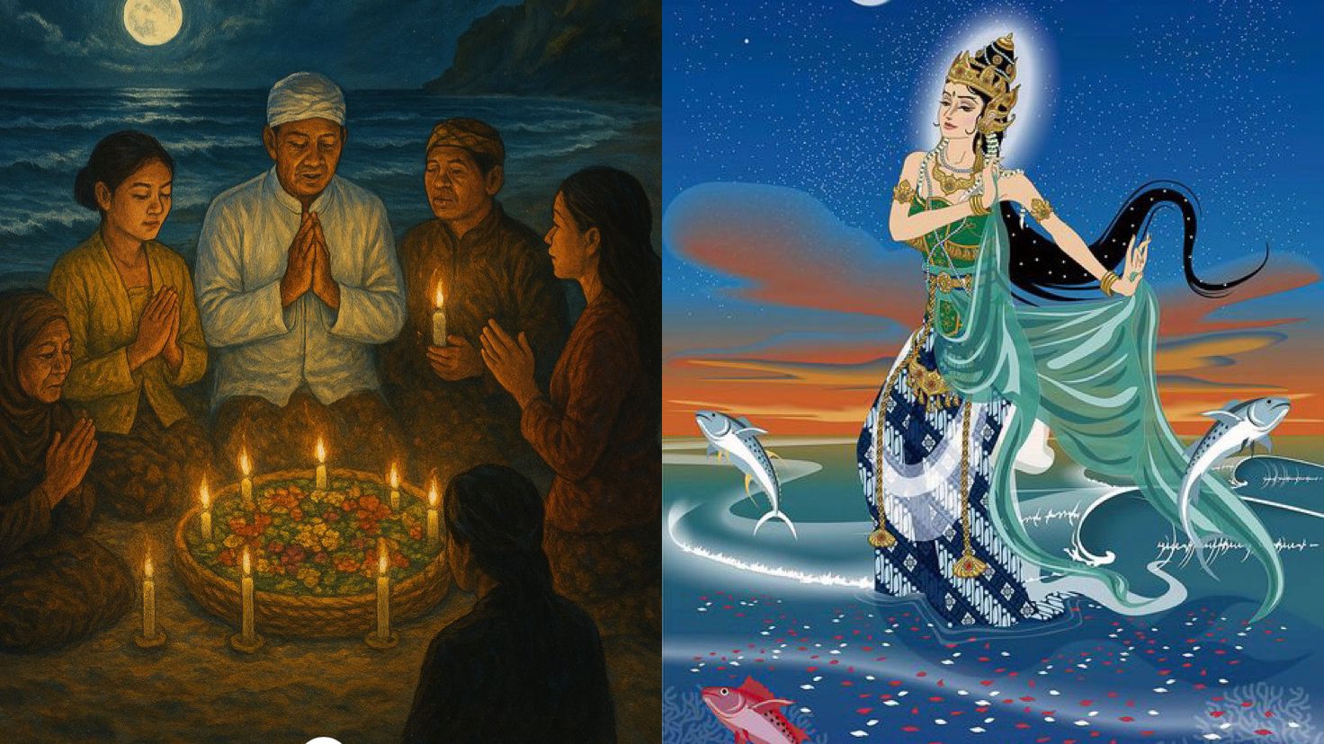 Ilustrasi Syarat dan Makna Ritual Khusus Malam Suro di Pantai Parangtritis. (Gemini AI)