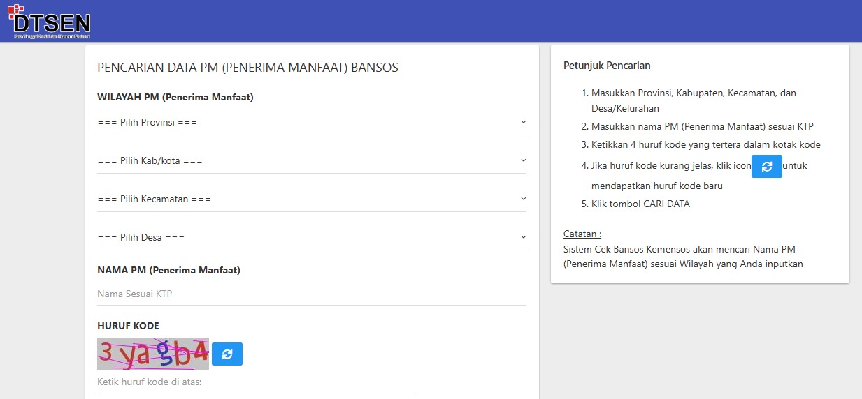 Cek Online! Bansos PKH dan Sembako  (Sumber: cekbansos.kemensos.go.id)