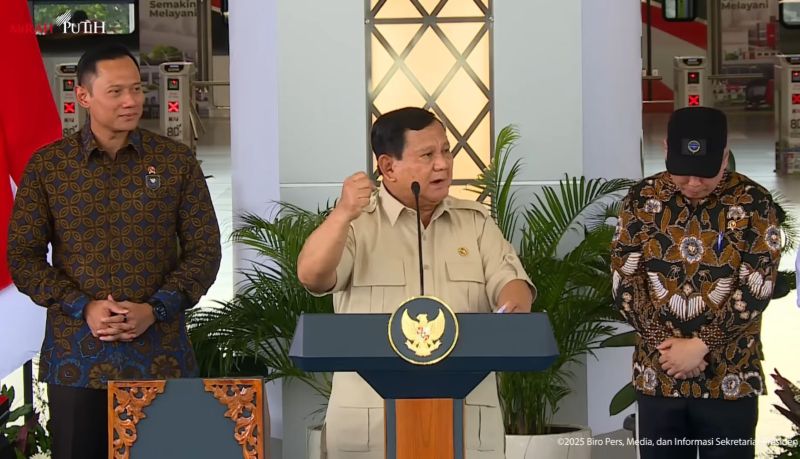Sambutan Presiden Prabowo saat peresmian Stasiun Tanah Abang Baru di Cideng, Gambir.