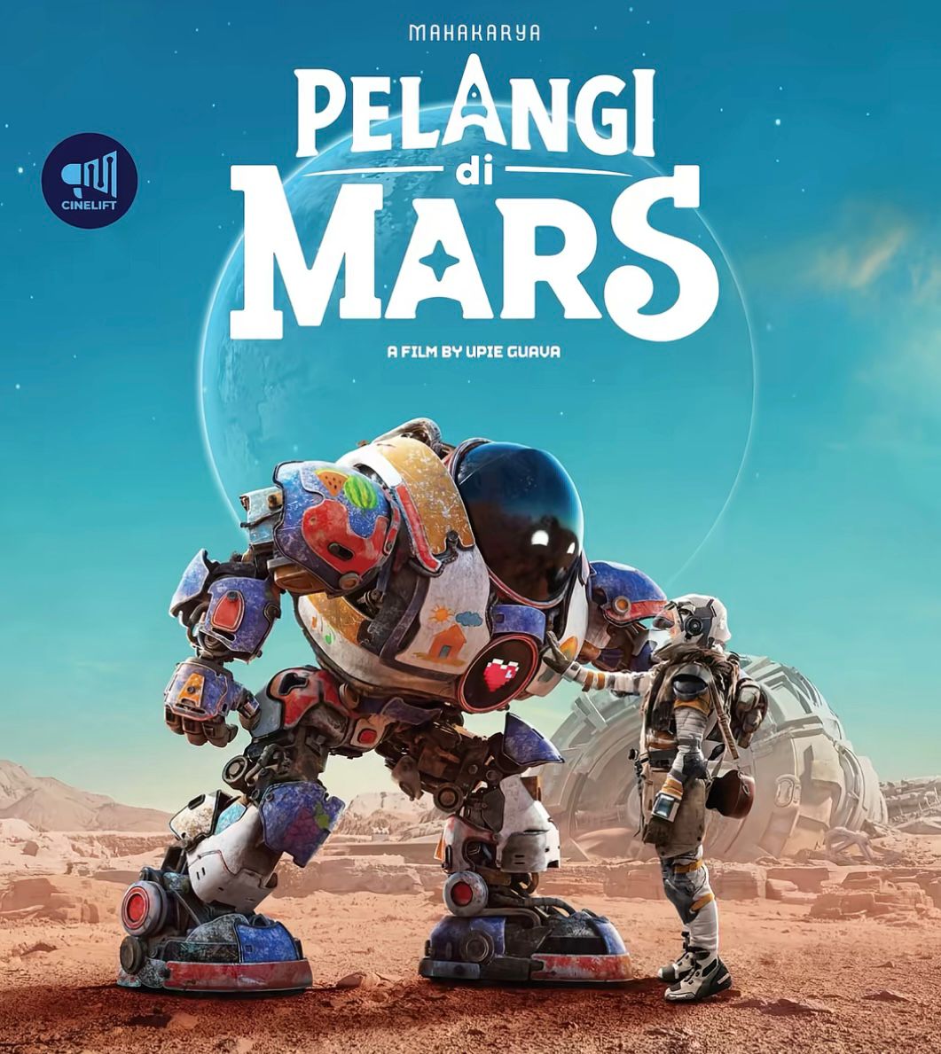 Ilustrasi poster film &ldquo;Pelangi di Mars&rdquo; yang memadukan konsep live-action dan animasi 3D (foto: tiktok, CINELIFT)