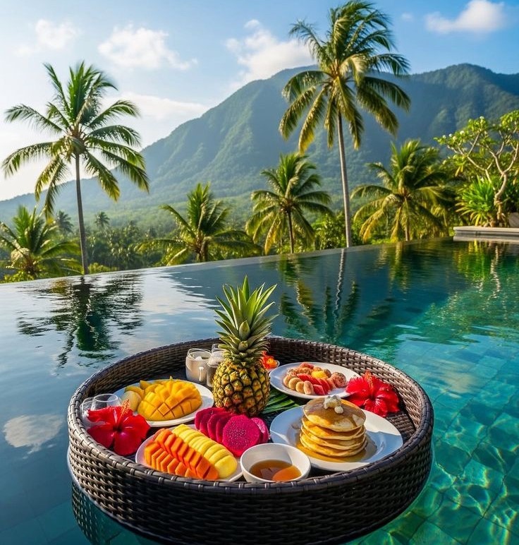 ilustrasi menikmati wisata dengan disuguhi kuliner