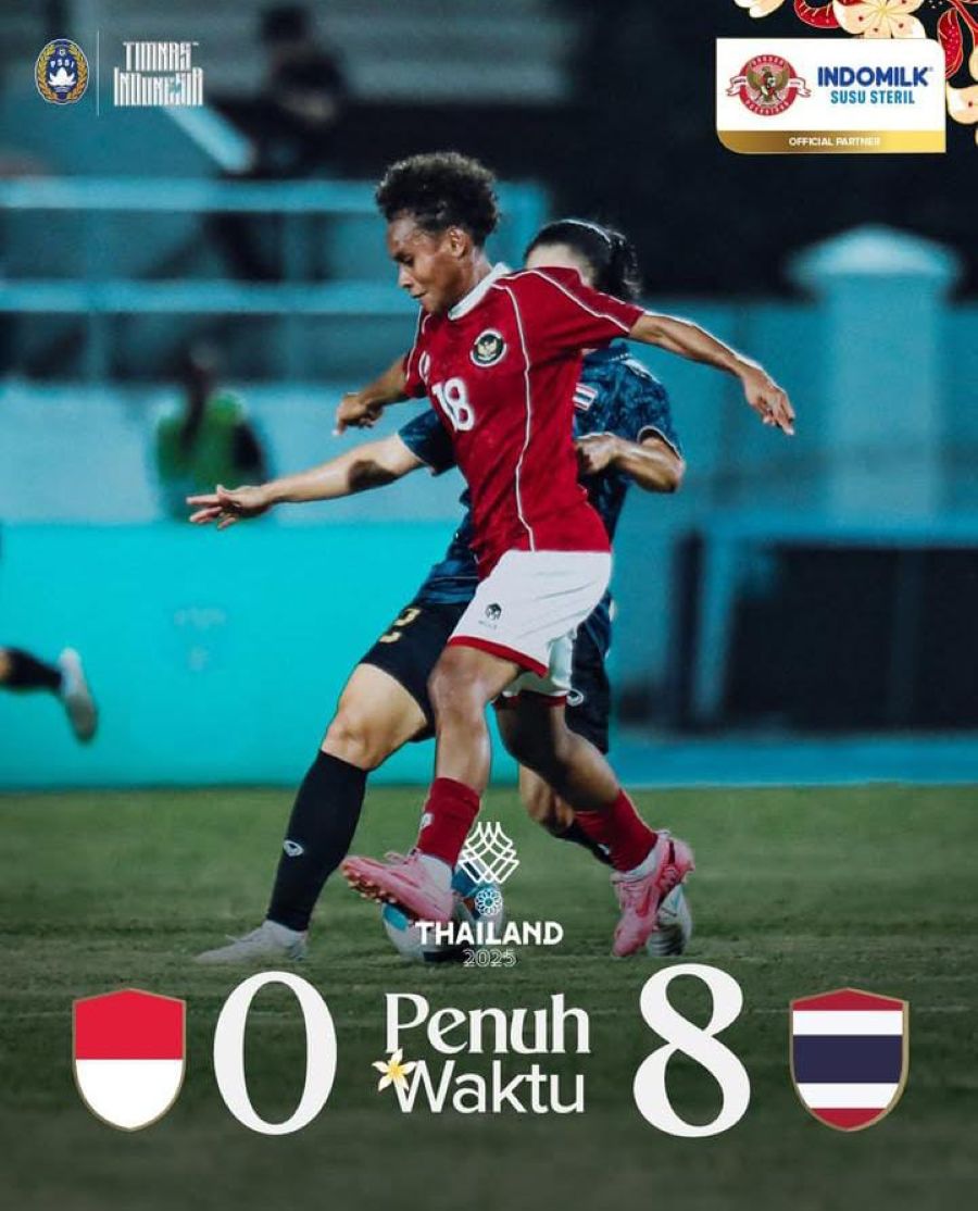 Timnas Putri Indonesia harus mengakui keunggulan Thailand dengan skor telak 0-8  (Sumber: Instagram @timnasindonesia)