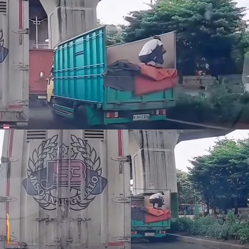 "Aksi bajing loncat terekam kamera dashboard (dashcam) mobil yang melintas di kawasan Cakung, Jakarta Timur". (Berbagai Sumber)
