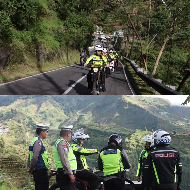 &ldquo;Jajaran Polres Wonosobo melakukan pemantauan arus lalu lintas di jalur wisata Dieng menjelang libur Natal dan Tahun Baru&rdquo;. (Sumber: Polres Wonosobo)