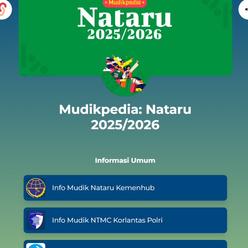 Tampilan Mudikpedia, platform informasi digital yang diluncurkan Kementerian Komunikasi dan Digital (Komdigi) untuk menyajikan berbagai informasi perjalanan selama libur Natal dan Tahun Baru.&rdquo;