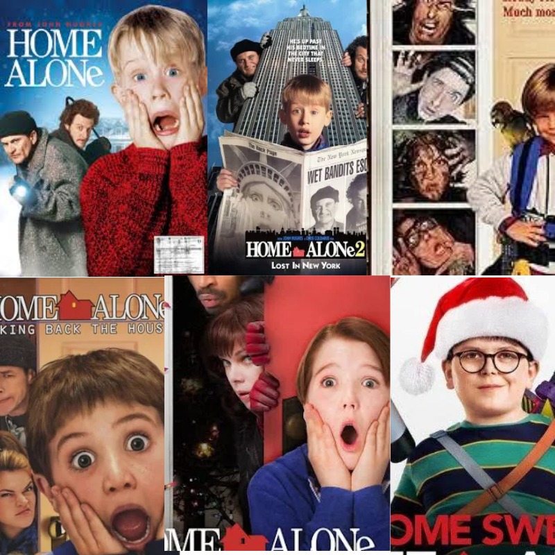 Kumpulan sampul resmi enam seri film Home Alone yang kerap menjadi pilihan tontonan keluarga saat libur Natal.&rdquo; (Sumber: berbagai sumber)