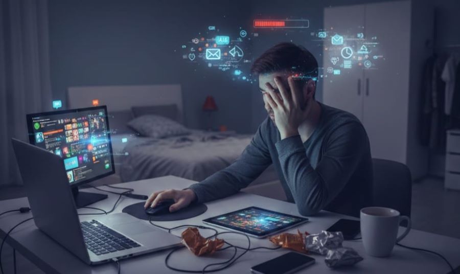 Ilustrasi Burnout di Era Digital (ai generated/gemini)