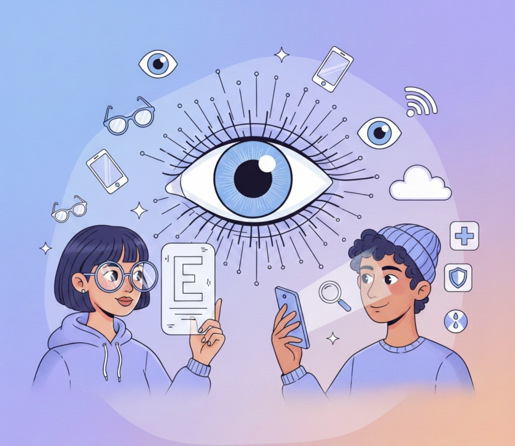 Ilustrasi Gen Z yang sering terpapar cahaya gawai dan perlu menjaga kesehatan mata