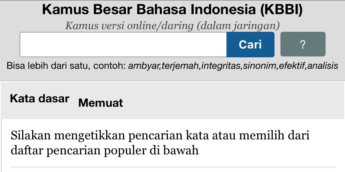 Tampilan website resmi KBBI yang dapat diakses secara mudah melalui smartphone (kbbi.web.id)