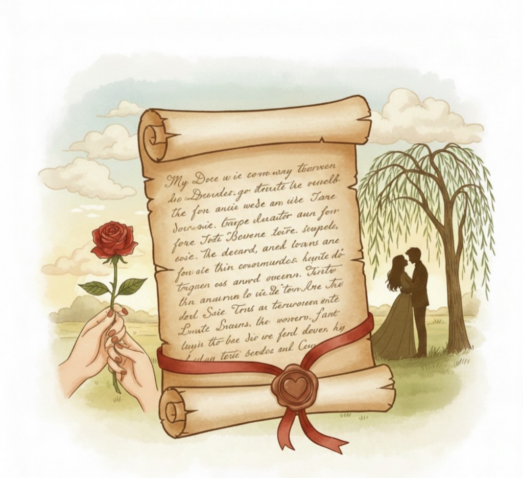 Ilustrasi love letter yang digunakan sebagai metode refleksi diri dan manifestasi harapan dalam hubungan percintaan.&rdquo;