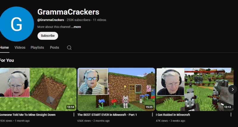 Channel YouTube nenek berusia 81 tahun yang bermain Minecraft untuk biaya pengobatan kanker sang cucu.