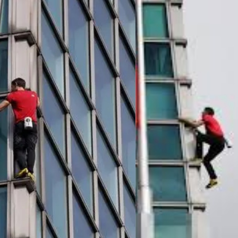&ldquo;Aksi Alex Honnold saat memanjat gedung pencakar langit Taipei 101 di Taiwan tanpa menggunakan tali pengaman.&rdquo; (Sumber: Kolase berbagai sumber)