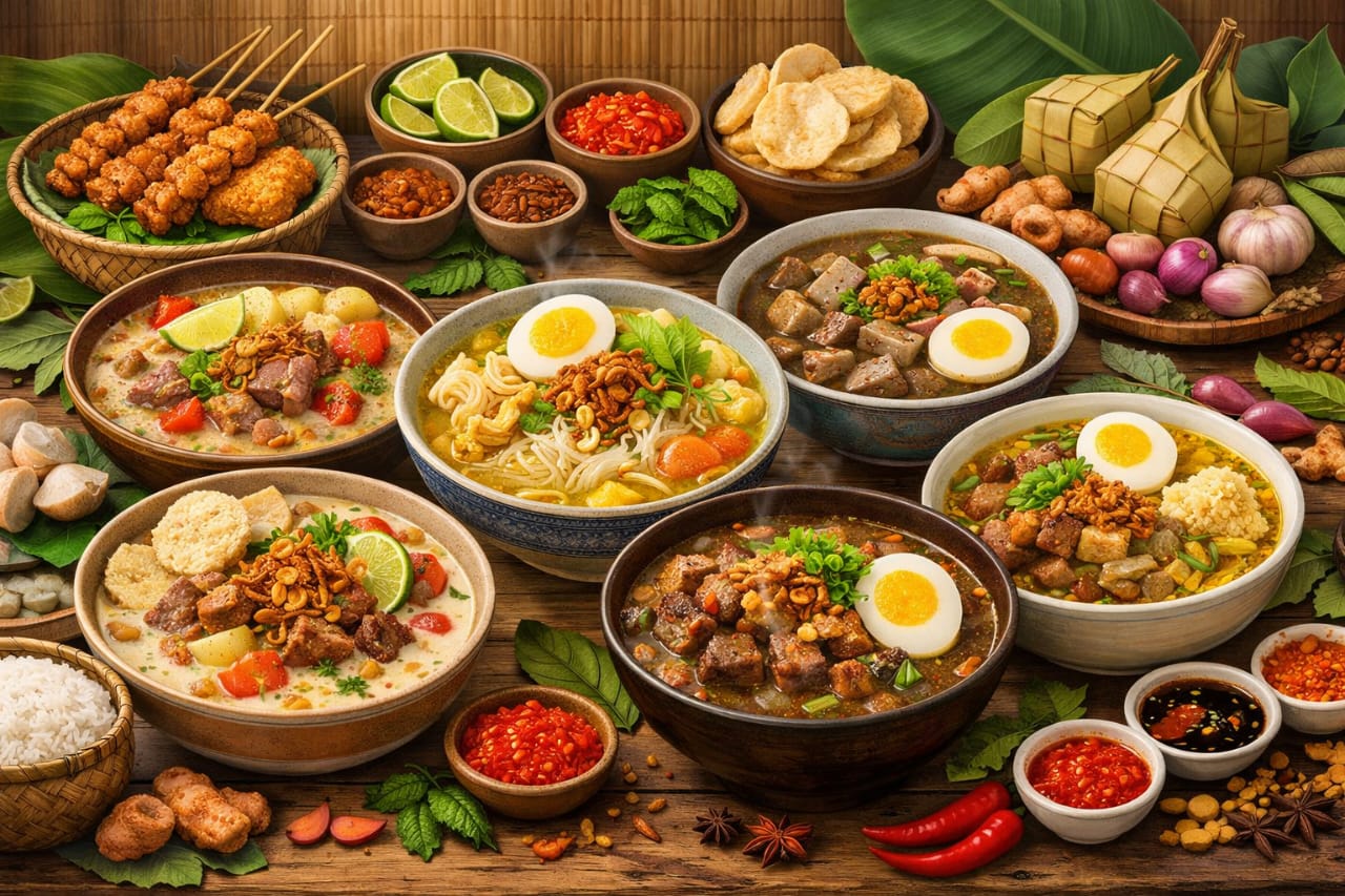 ilustrasi beragam soto Indonesia (ai)