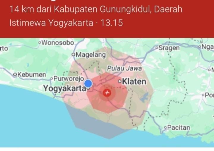 Ilustrasi gempa hari ini. (Android Earthquake Alerts System)