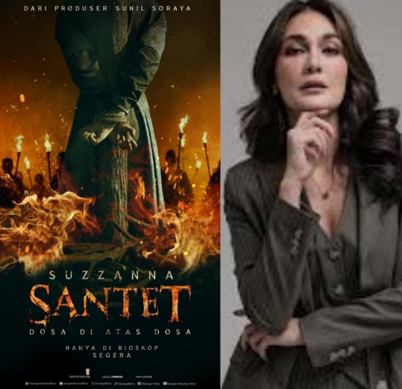 Poster film Suzanna: Santet Dosa di Atas Dosa yang menampilkan Luna Maya sebagai pemeran utama.&rdquo; (Sumber: Kolase berbagai sumber)