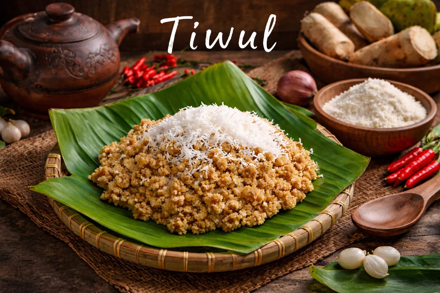 ilustrasi makanan tiwul (ai)