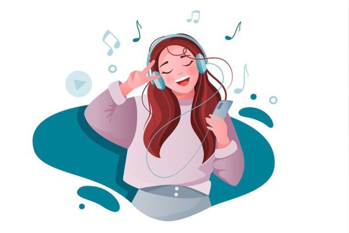Ilustrasi Orang Mendengarkan Lagu - Sumber: Pinterest