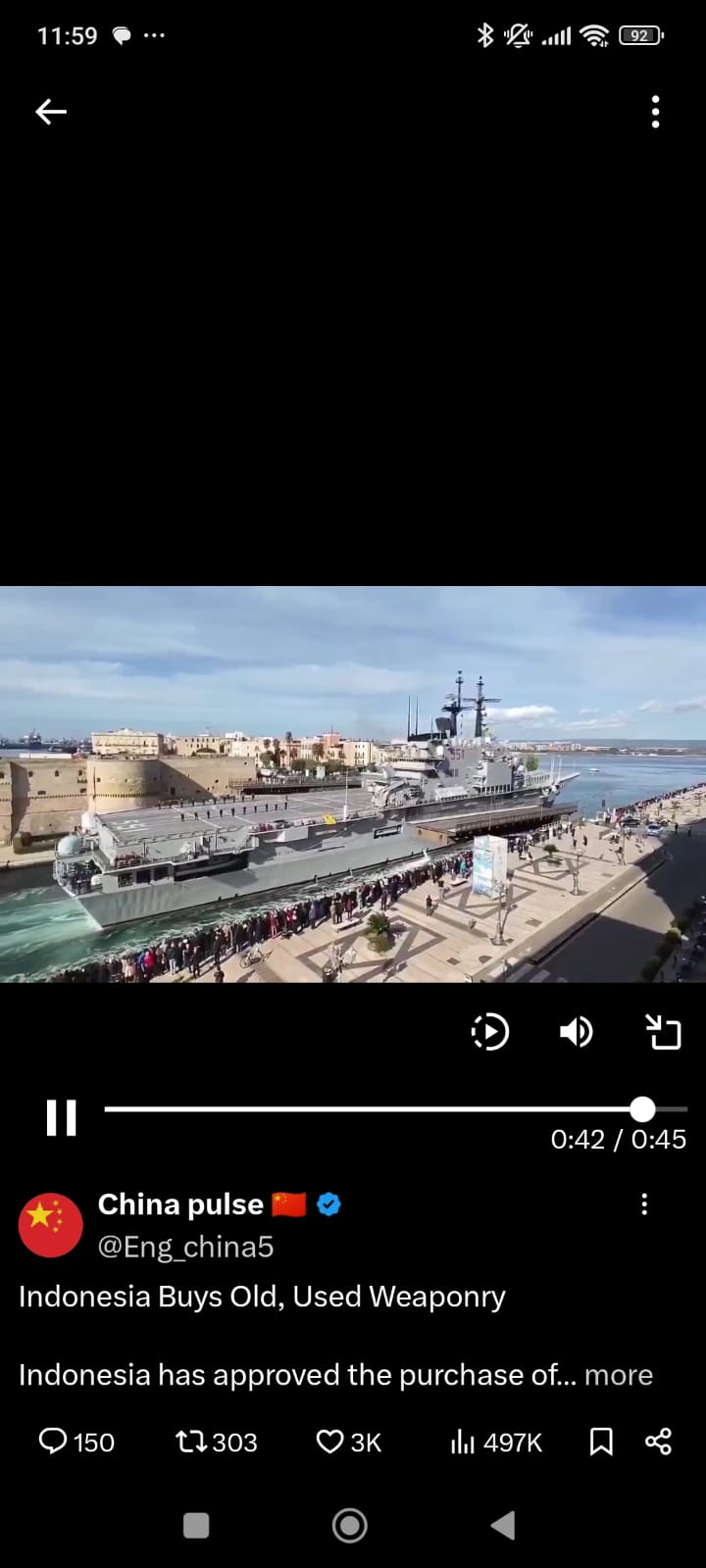 Kapal induk ringan eks Angkatan Laut Italia, ITS Giuseppe Garibaldi (C 551).