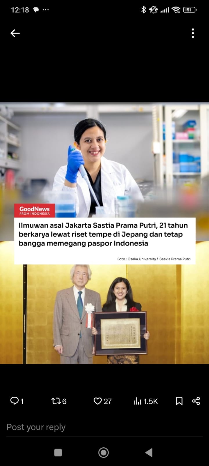 Dr. Sastia Prama Putri, associate professor Osaka University, Jepang. 