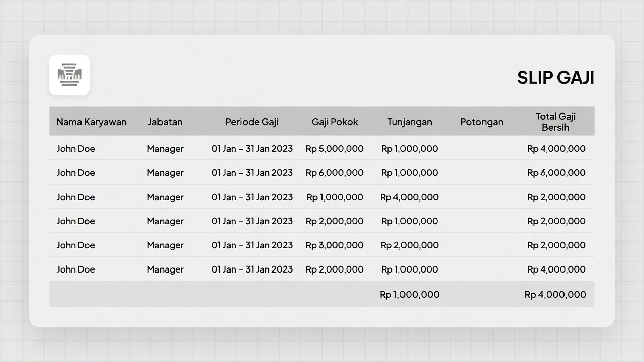 Ilustrasi slip gaji pajak THR.
