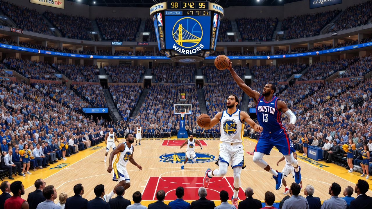 Pertandingan NBA antara Golden State Warriors melawan Houston Rockets.