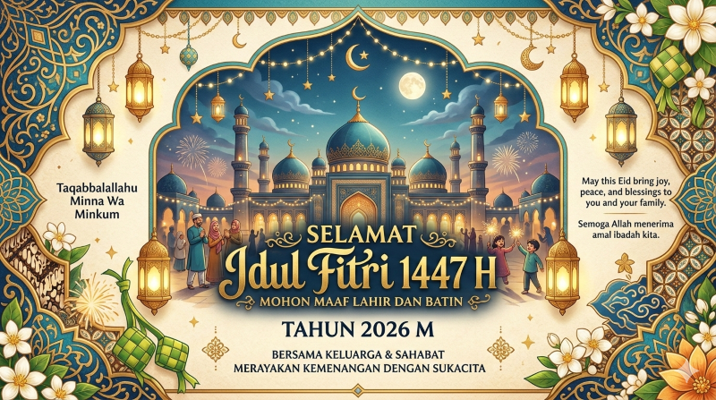 Contoh kartu ucapan lebaran.