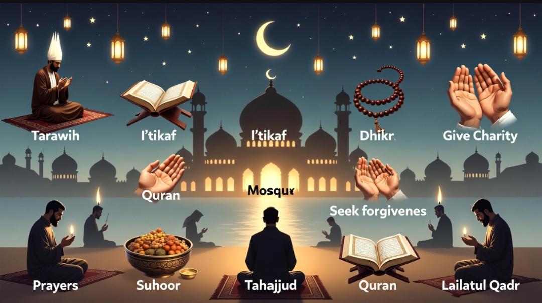 Ilustrasi amalan di bulan Ramadan. 