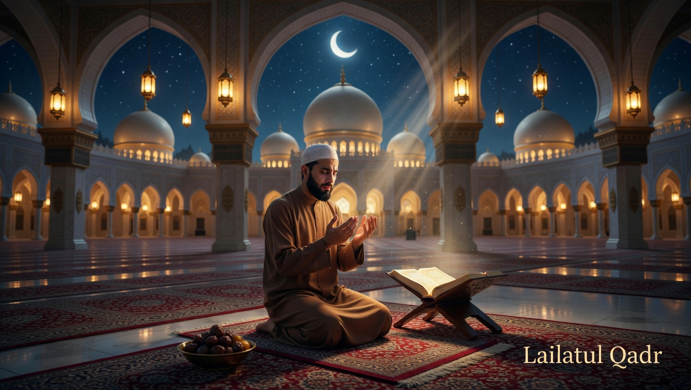 Ilustrasi ibadah untuk meraih pahala di malam Lailatul Qadar. 