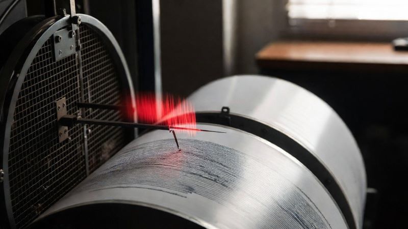 Ilustrasi seismograf mencatat adanya gempa bumi.