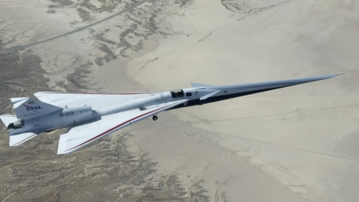 Penerbangan ini berlangsung sekitar satu jam di sekitar NASA Armstrong Flight Research Center, California, Amerika Serikat, menandai kemajuan signifikan dalam misi Quesst untuk mewujudkan penerbangan supersonik yang tenang di atas daratan.&nbsp;(NASA)