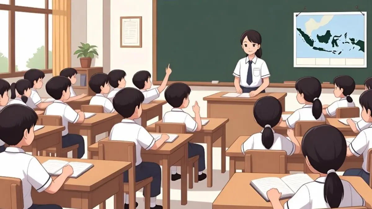 Ilustrasi siswa SMA di kelas belajar dengan fokus tinggi tanpa distraksi ponsel. Suasana tenang dan antusias seperti yang terjadi di sekolah-sekolah Belanda setelah larangan ponsel diberlakukan.
 (AI IMAGE Generator) 