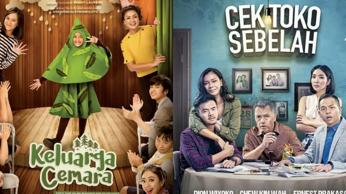 Kolase poster film Indonesia yang bertema keluarga.