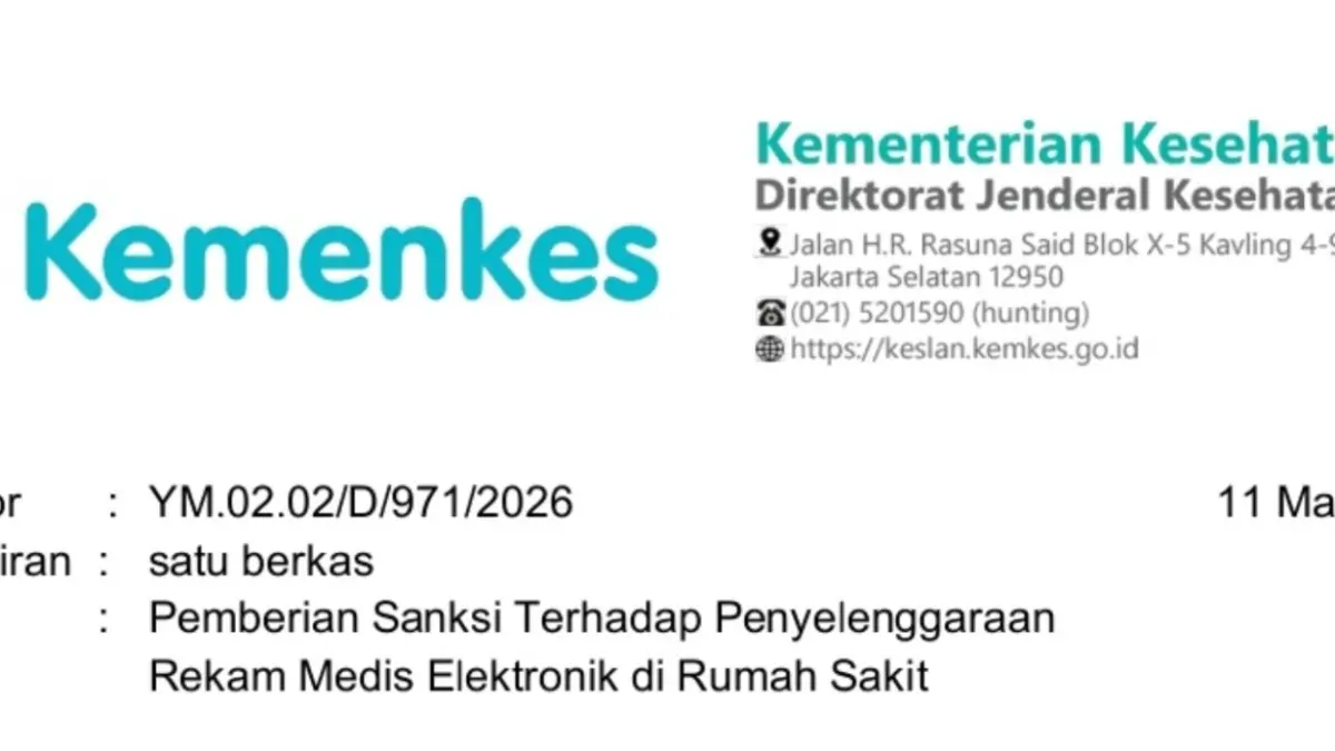Sanksi berupa penurunan status akreditasi hingga pembekuan izin operasional sementara ini bukan karena kualitas pelayanan medis yang buruk, melainkan karena belum lengkapnya integrasi Rekam Medis Elektronik (RME) ke platform nasional SATUSEHAT. (x.com)