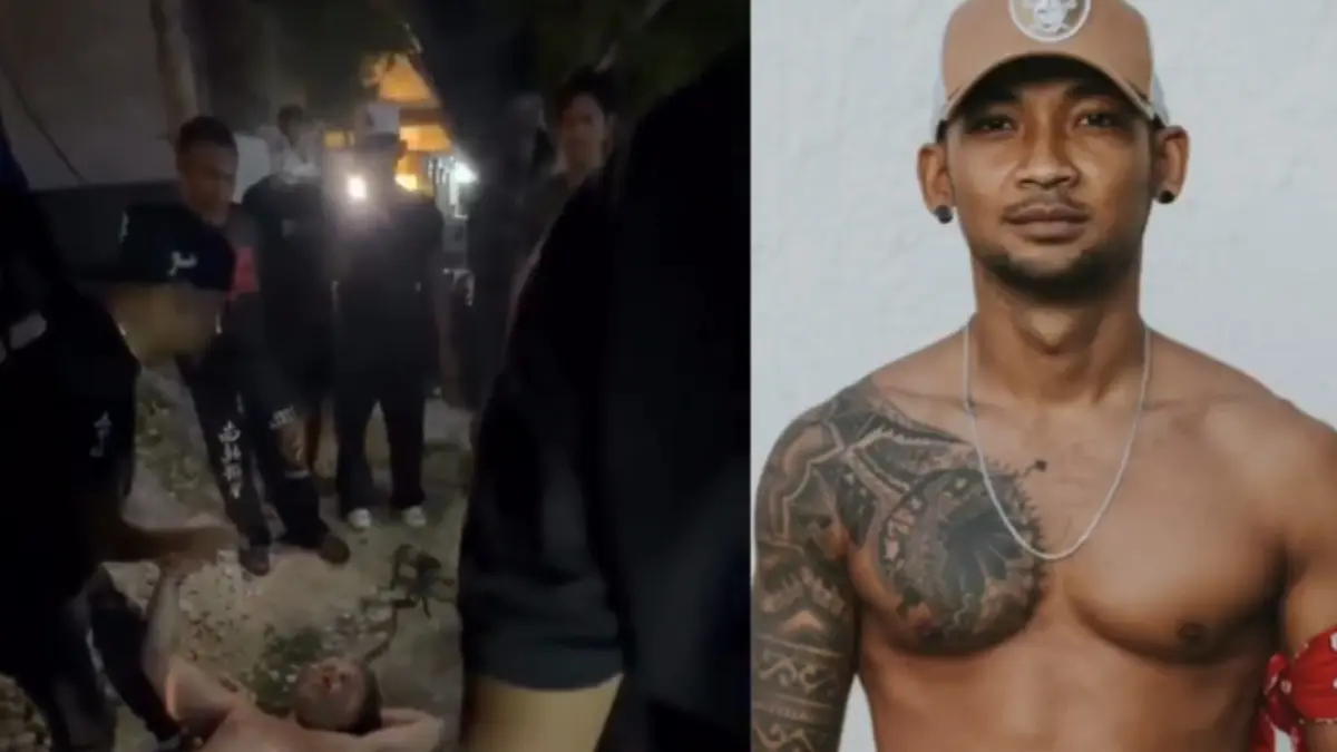Video viral di media sosial menunjukkan pelatih MMA asal Bali, Belda Brig Sando, menggunakan teknik rear-naked choke untuk menaklukkan seorang turis Rusia yang diduga mabuk dan mengganggu warga lokal di kawasan Uluwatu. (istimewa)