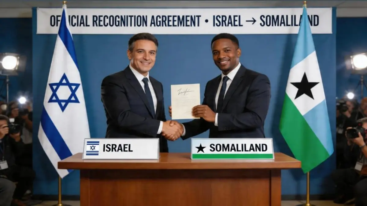Ilustrasi pengakuan Israel terhadap Somaliland. Dianggap melanggar kedaulatan Somalia di Tanduk Afrika. (AI Image Generator)