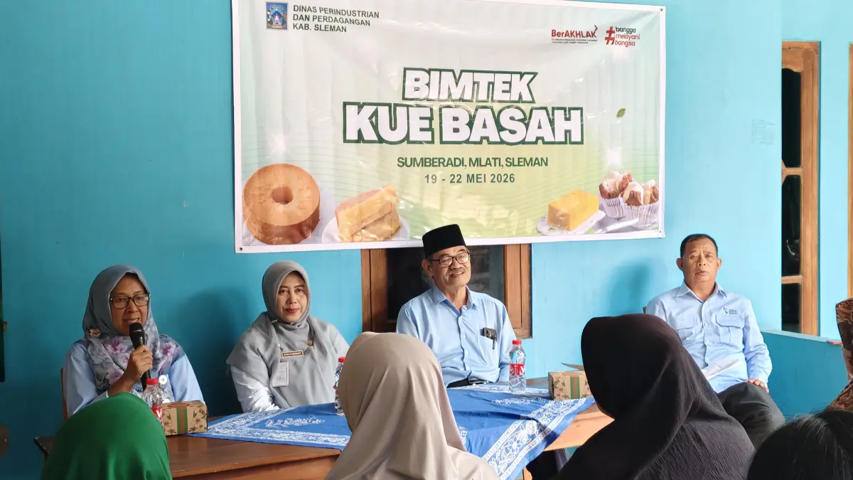 Bimtek Pembuatan Kue Basah Dinas Perindustrian dan Perdagangan (Disperindag) Sleman, di Bedingin Wetan RW 35, Tokerten, Sumberadi, Mlati, Selasa (19/5/2026). (Nanang Febriyanto/Radar Jogja)&nbsp;