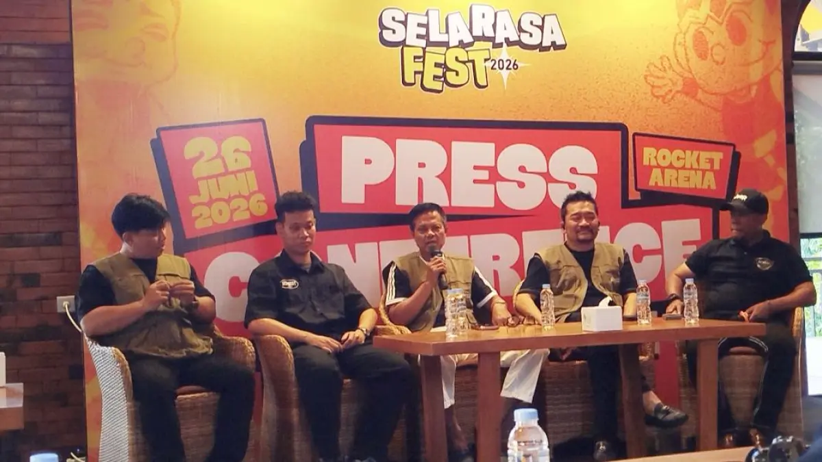 Temu media penjelasan tentang gelaran Selarasa Fest di Rocket Arena, Minggu 7 Juni 2026). (iwa ikhwanudin/Radar Jogja) 