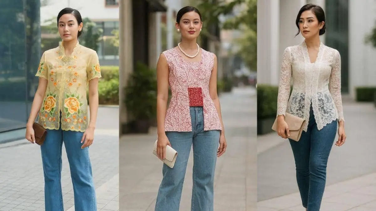 Pesona Tren Kebaya Gaya Baru Pakai Celana Jeans