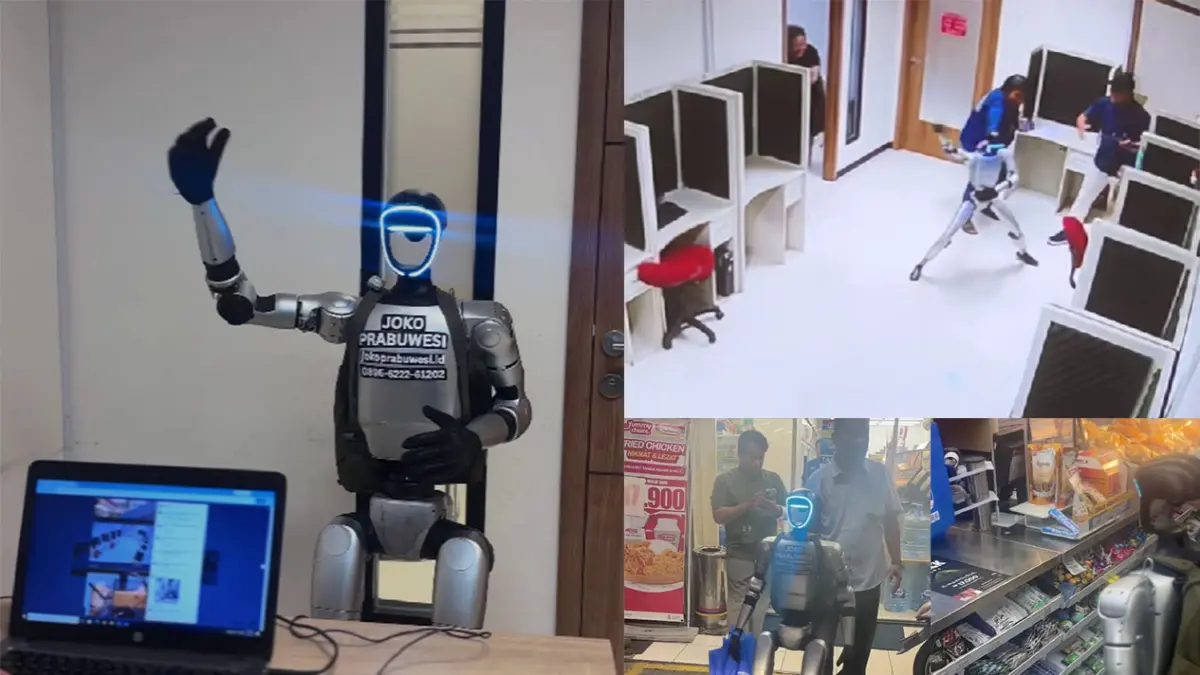 Robot humanoid bernama Joko Prabuwesi yang sedang viral di media sosial. (Tangkapan TikTok/joko.prabuwesi)