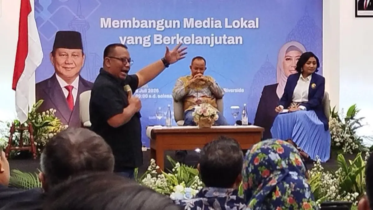 Workshop Membangun Media Lokal Berkelanjutan digelar di Isvara Riverside, Yogyakarta, Rabu (8 Juli 2026). (Foto: iwa ikhwanudin/Radar Jogja) 