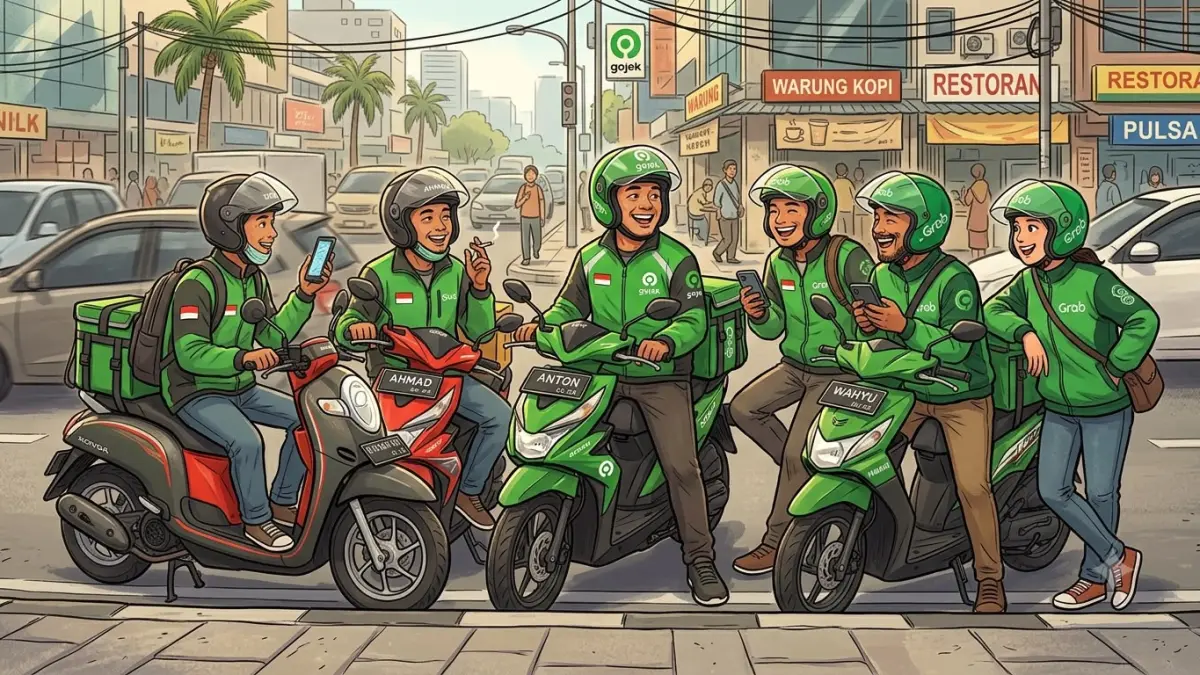 Pengemudi ojol diusulkan akan berstatus pelaku usaha mikro (Ilustrasi AI)