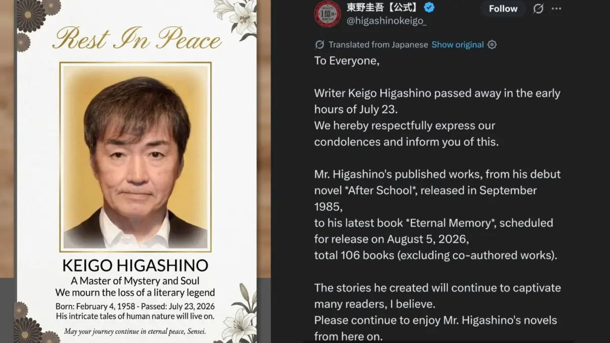 Postingan Akun Instagram & X Keigo Hashino Fanclub untuk Menghormati Kematian Keigo Hashino (Sumber: instagram.com/keigohigashino.fansclub/)